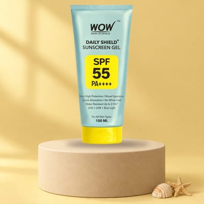 Daily Shield Sunscreen Gel SPF 55 PA++++ Non Greasy, Lightweight, Quick Absorbing, No White Cast, High Protection, Water Resistant  - 100 ml