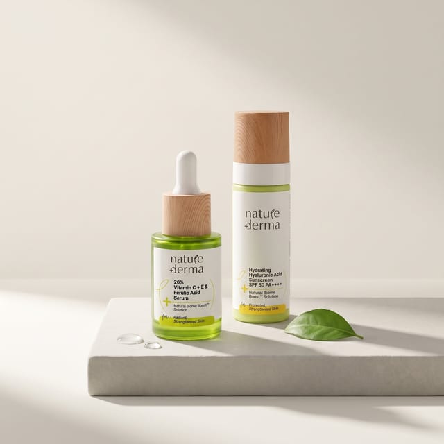 AM Protect: 20% Vitamin C + E + Ferulic Serum + Aqua Sunscreen SPF 50
