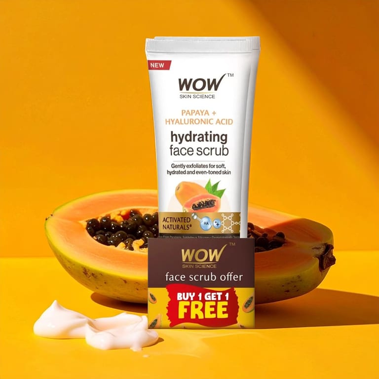 Papaya & Hyaluronic Acid Face Scrub Gentle Exfoliation & Hydration