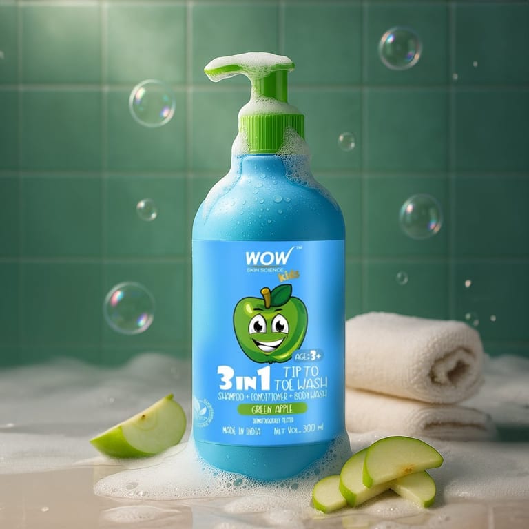 Kids 3-in-1 Green Apple Tip To Toe Wash Gentle Daily Cleanse