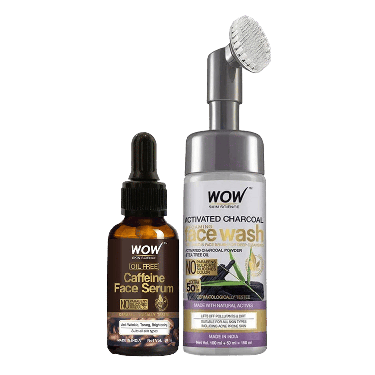 Caffeine Face Serum & Charcoal Foaming Face Wash Kit Energizes
