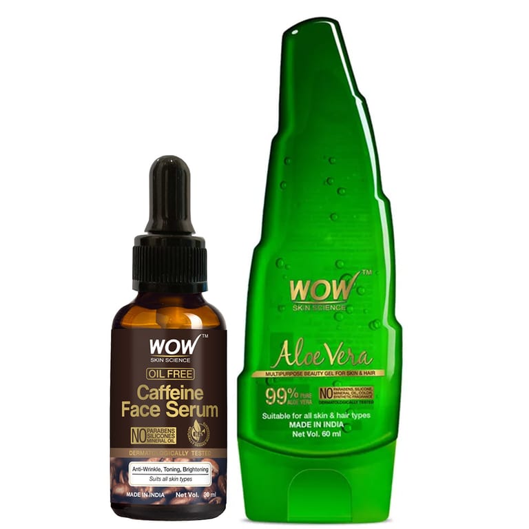 Caffeine Face Serum & 99% Pure Aloe Vera Gel Brightening & Tightening