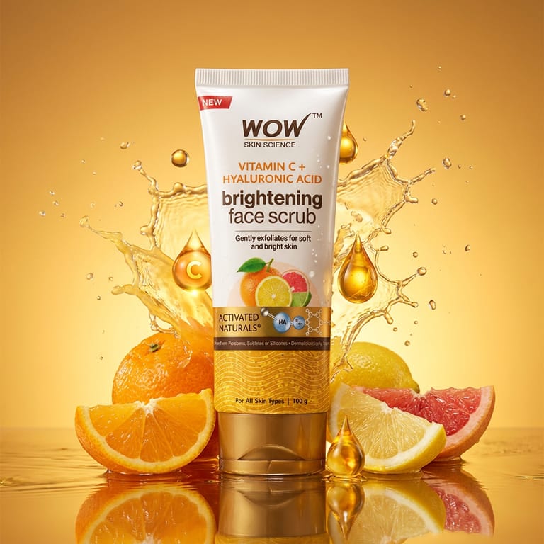 Vitamin C + Hyaluronic Acid Brightening Face Scrub Gentle Exfoliation
