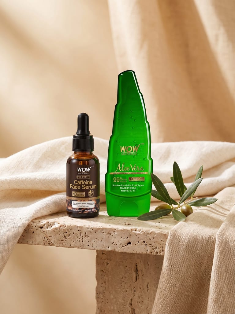 Caffeine Face Serum & 99% Pure Aloe Vera Gel Brightening & Tightening