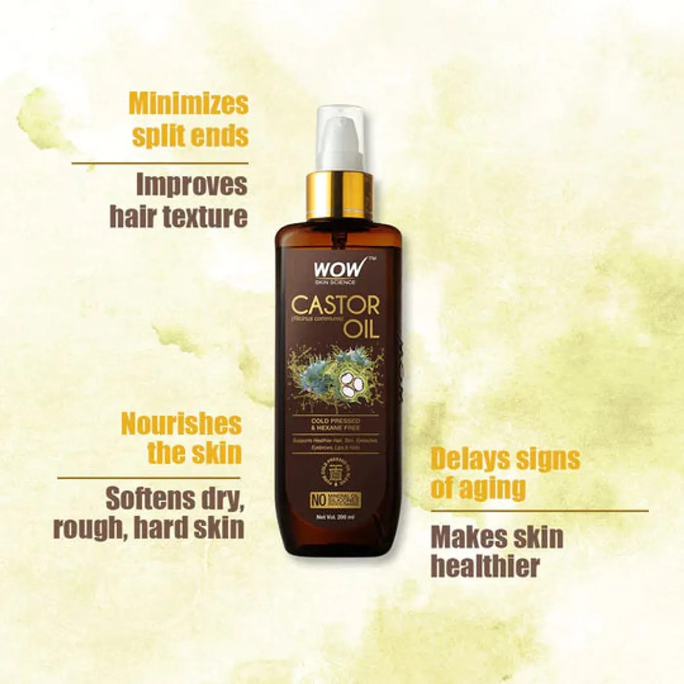 Castor Pure Hexane Free Castor Oil 200 ml - Image 3